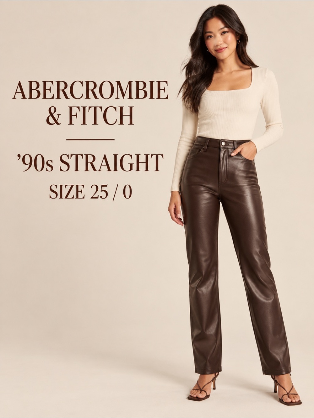Abercrombie & Fitch ’90s Straight Faux Leather Pants Brown Size 25 / 0